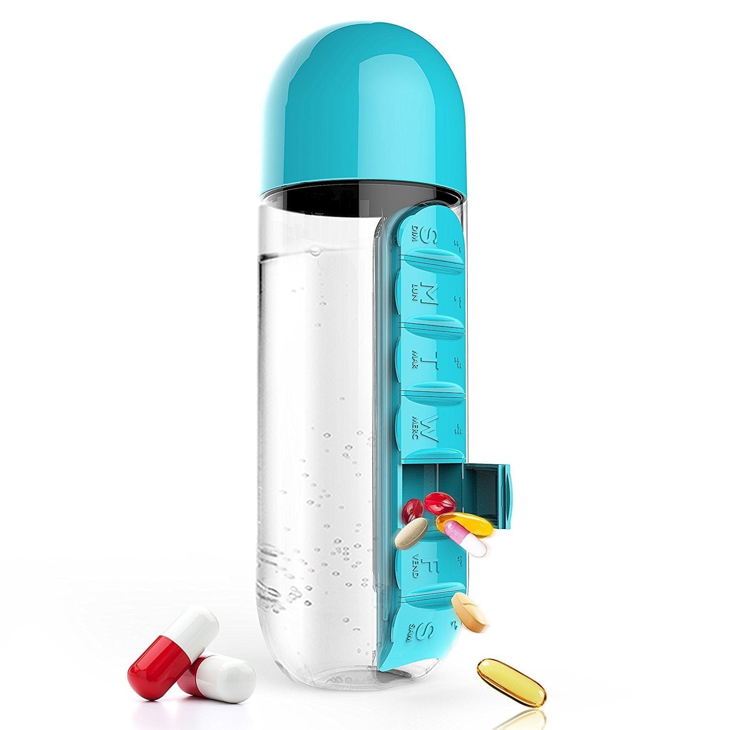 Water Bottle With Daily Pill Box